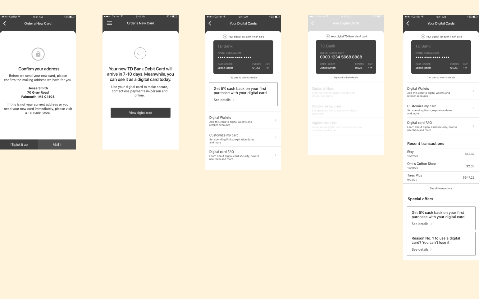Debit concept wireframes v1