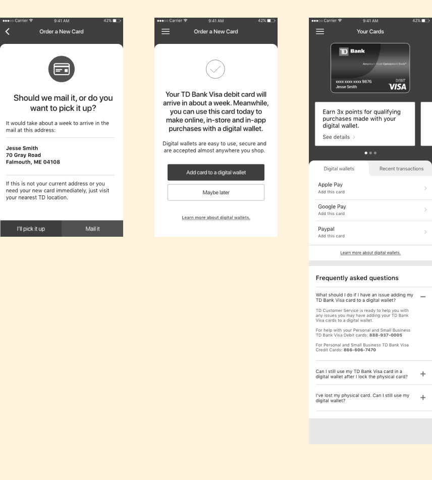 Debit concept wireframes v2