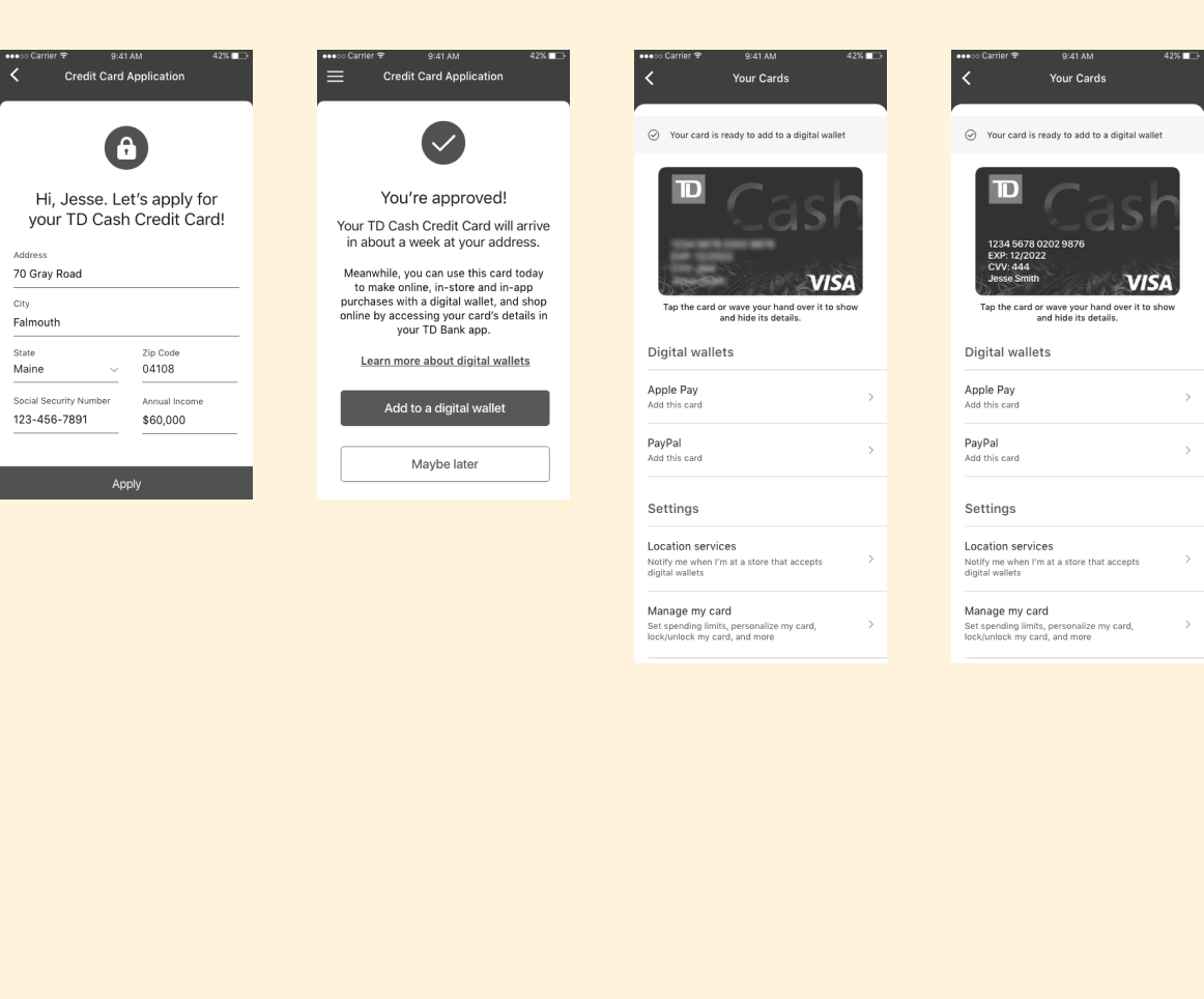 New credit card wireframes v2
