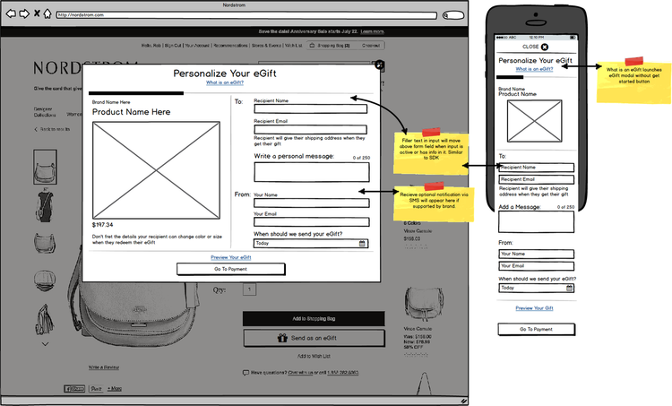 Recipient wireframe — purchase