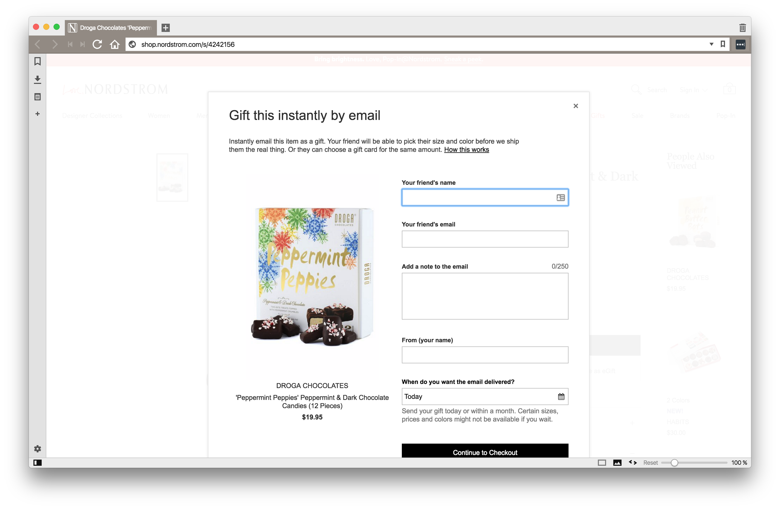 Live Nordstrom eGifting step 1