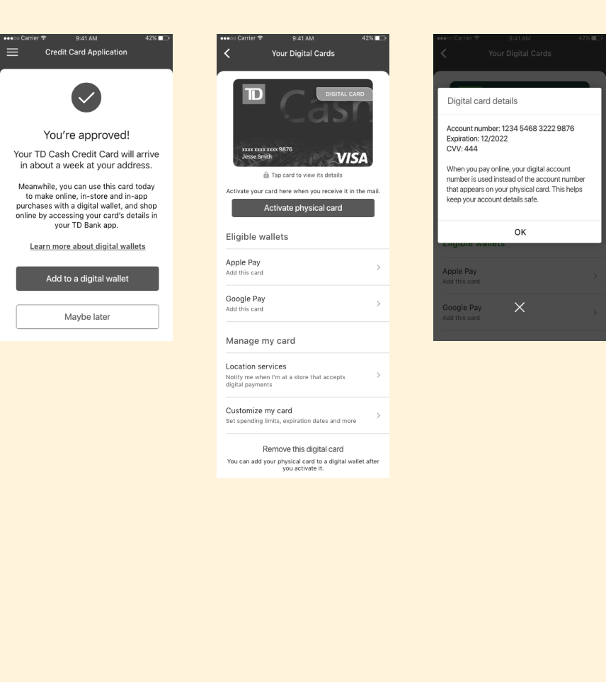 credit card wireframes v1